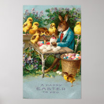 Ovos da páscoa da pintura do coelho impressão