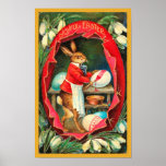 Ovos da páscoa da pintura vermelhos pôsteres