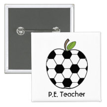 P.E. A bola de futebol Apple do professor abotoa-s Botons