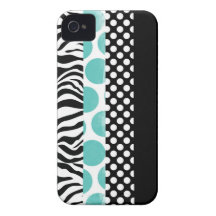 Padrões pretos e azuis Funky Capa De iPhone 4 Case-Mate