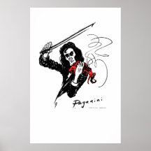 Paganini que joga o violino vermelho pôsteres