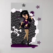 País das fadas gótico com guitarra do crânio poster