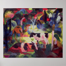 Paisagem com vacas e um camelo posters