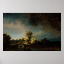 Paisagem da pintura da arte de Rembrandt Posteres