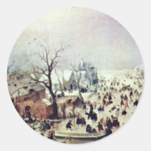 Paisagem do inverno por Avercamp Hendrik Adesivos Em Formato Redondos