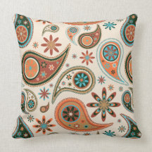 Paisley alaranjado travesseiro de decoração
