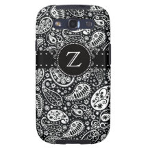Paisley preto Funky listra Monogrammed Capa Para Galaxy S3