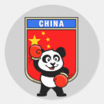 Panda de China do encaixotamento Adesivos Em Formato Redondos