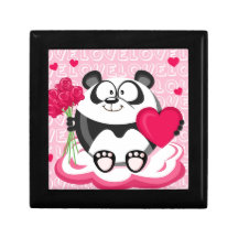 Panda do amor da série do círculo estojo para jóia