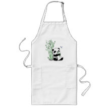 Panda que come o bambu aventais