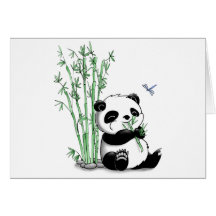 Panda que come o bambu cartoes