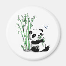Panda que come o bambu imãs de refrigerador