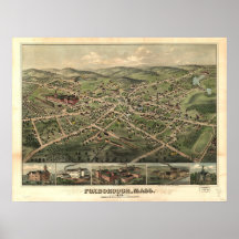 Panorama antigo de Foxborough Massachusetts 1879 Posteres