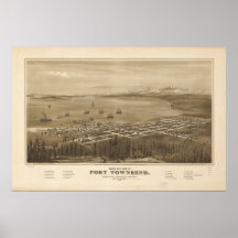 Panorama antigo de Townsend Washington 1878 do por Poster