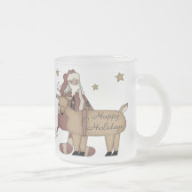 Papai noel do feriado e caneca felizes do Natal da