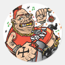 Papai noel do punk adesivos em formato redondos