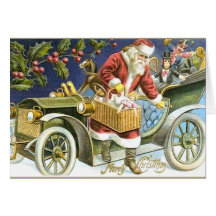 Papai noel e seu cartão de Natal do carro