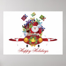 Papai noel que voa o poster plano clássico