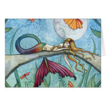 Para baixo pela arte da sereia da lagoa cartões