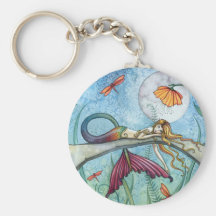 Para baixo pela arte da sereia da lagoa chaveiro