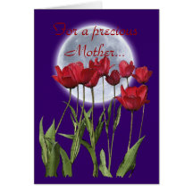 Para mães as tulipas & a lua vermelhas do ~ cardam cartoes