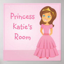 Parede Arte dos desenhos animados da princesa Cust Posteres