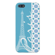 Paris, torre Eiffel, bolinhas dos azuis bebés iPhone 5 Capa