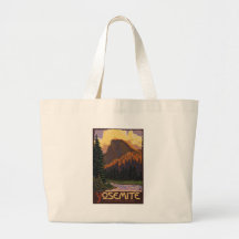 Parque nacional de Yosemite - meio poster de viage Bolsa Para Compra
