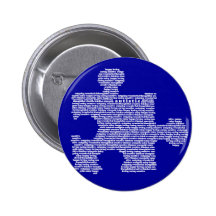 Parte azul do quebra-cabeça do autismo boton