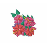 Parte superior da arte: Hibiscus bordado Short de  camisas bordadas