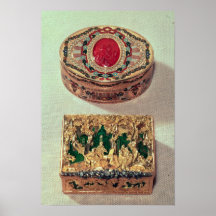 Parte superior: Snuffbox do ouro embutido com as v Impressão