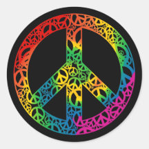 Partes do arco-íris de paz adesivo em formato redondo