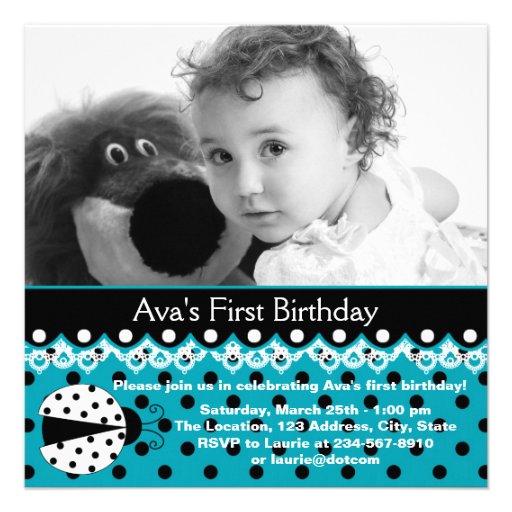 Partido de primeiro aniversario azul da foto das m convites personalizados
