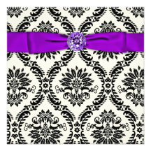 Partido roxo do damasco do preto do partido do tra convite personalizados