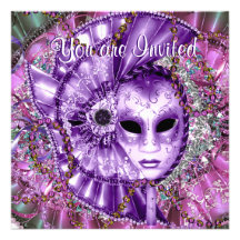 Partido roxo verde do mascarada convite personalizados