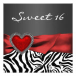 Partido vermelho do doce 16 da zebra de Elegnat Convites Personalizados