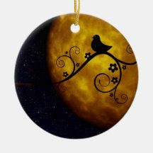 Pássaro bonito no luar ornamentos