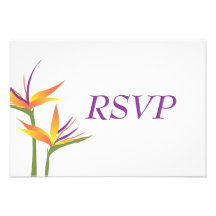 Pássaro de paraíso que Wedding o cartão de RSVP Convite