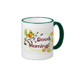 Pássaro e caneca das flores