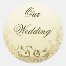 pássaros do amor das cisnes que wedding a etiqueta adesivos em formato redondos