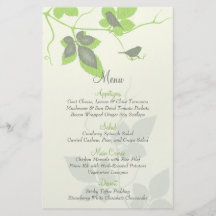 Pássaros verdes e folhas cinzentos que Wedding o c Panfletos Personalizados