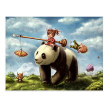 Passeio da panda cartoes postais