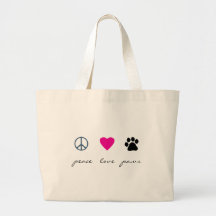 Patas do amor da paz bolsas para compras