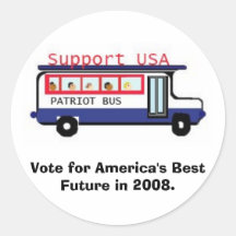 patriotbus, voto para o melhor futuro de América e Adesivo Em Formato Redondo