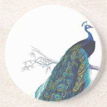 Pavão azul com as penas de cauda bonitas porta copos para bebidas