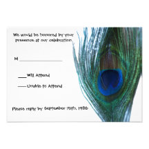 Pavão elegante que Wedding RSVP Convite