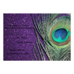 Pavão roxo Glittery que Wedding cartões de RSVP Convites Personalizado