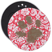 Pawprint enlameado engraçado na cor damasco vermel pins