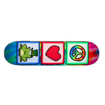 Paz, amor, sapo irlandês skates