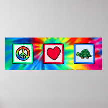 Paz, amor, tartarugas impressão